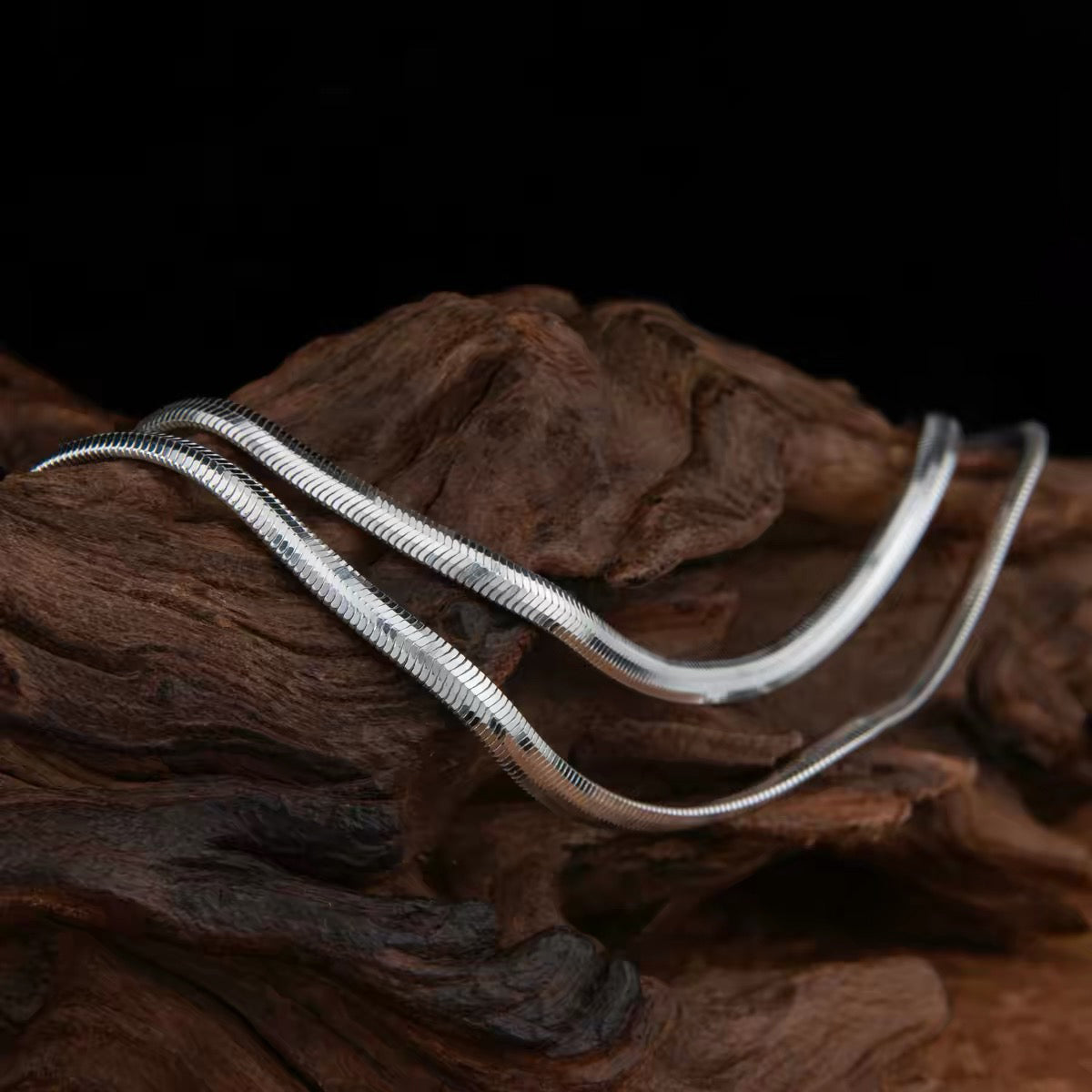 1pcs 999 Sterling Silver Flat Snake Chain Necklace, Minimalist Chic Style, For Daily Office Wear & Casual Outfits