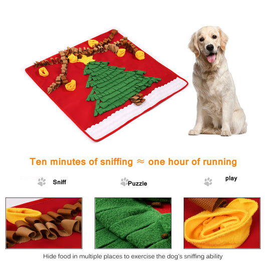 Washable Pet Dog Snuffle Mat Nose Smell Training Sniffing Pad Slow Feeding Food Dispenser Relieve Stress Christmas Tree Pattern