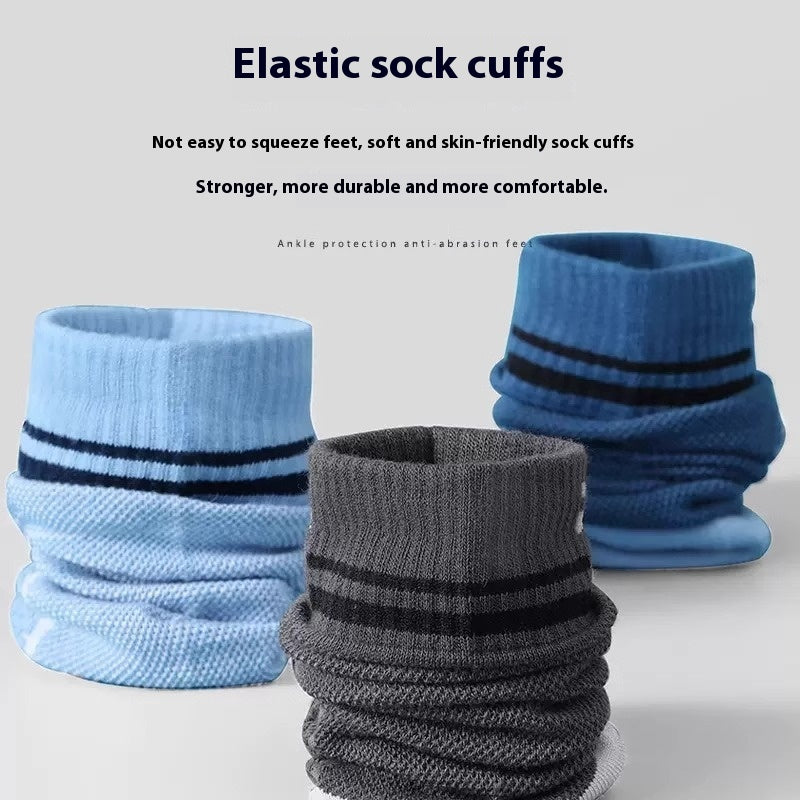 Mesh Breathable Solid Color Polyester Cotton Short Tube Massage Footbed Athletic Socks