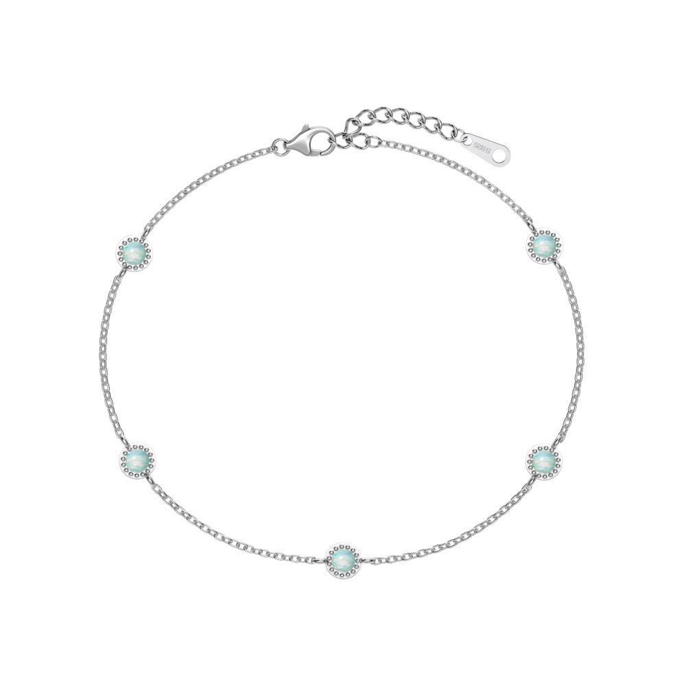 Amazon S925 Sterling Silver Opal Bracelet Women's Japanese And Korean Simple