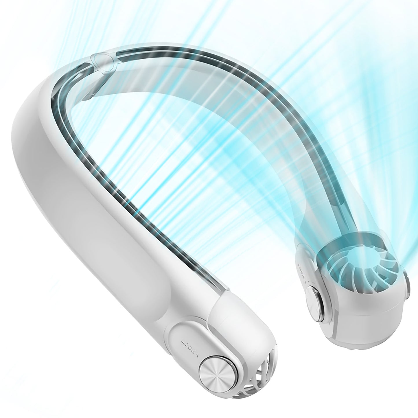 White-Green Options -- 1Pc Portable Neck Hanging Fan Hands-free Cooling Personal Fan With 3 Speeds 360 Degree Air Flow Adjustable Neck Width For Home Office Travel Dormitory