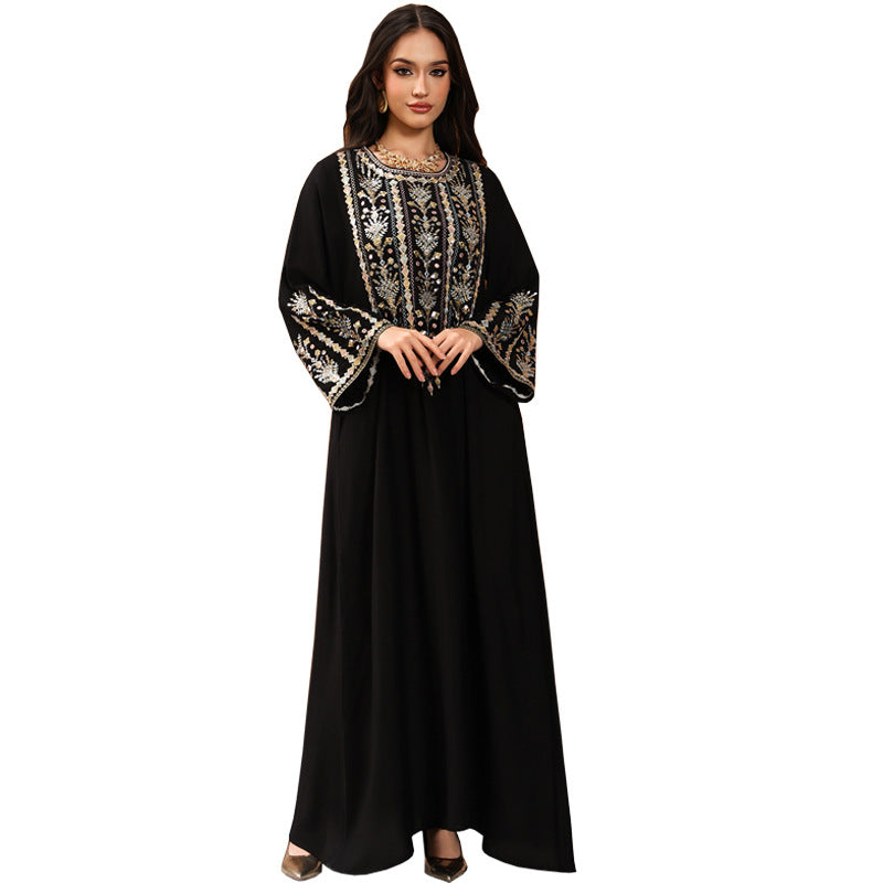 Womens Fashion Embroidered Long Dress