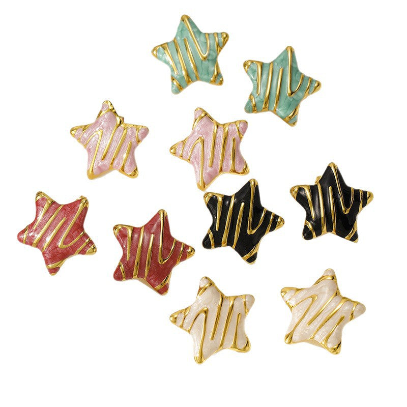 Five-pointed Star Fashion Light-luxury Oil-drop Geometric Stud Earrings