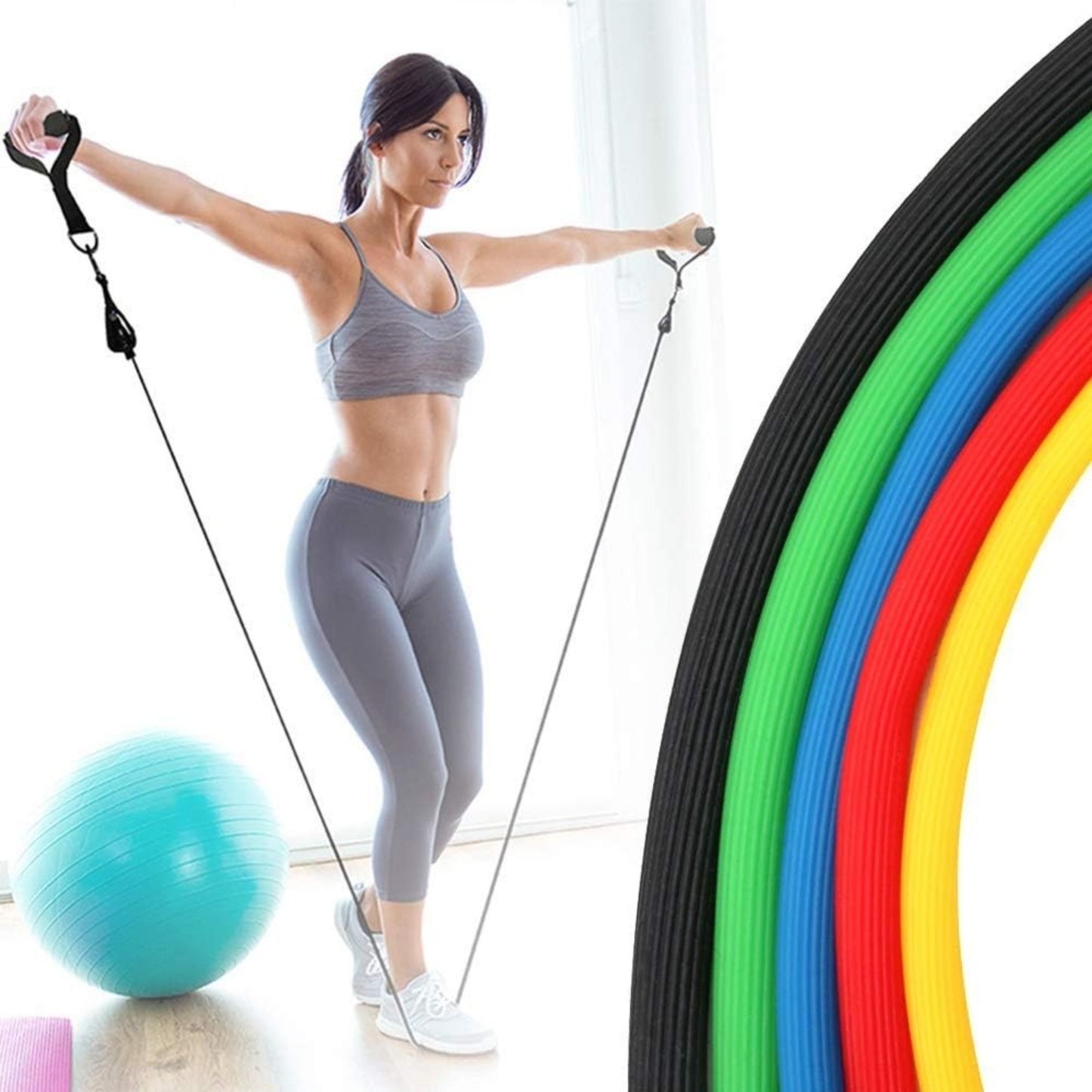 Fitness Widerstandsband Set, 5-in-1 Widerstandsbänder Mit Türanker, Griffen & Knöchelschlaufe Für Krafttraining, Muskelaufbau, Pilates, Stretching, Rehabilitation-Partyzubehör-Set
