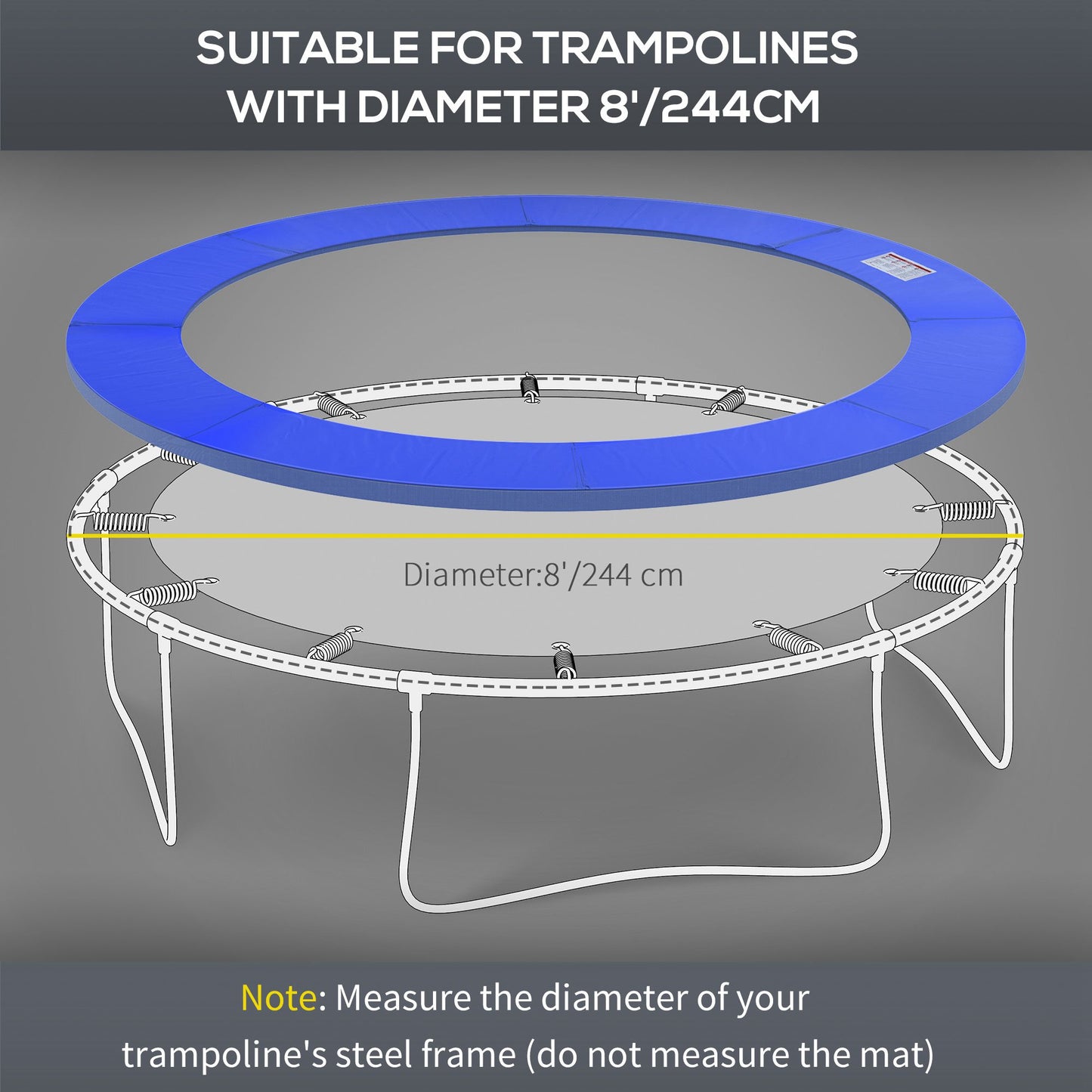 244cm Trampoline Pad Pads Replacement Trampoline Accessories Safety Surround Pads Padding - 8ft Blue
