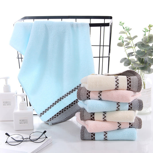 Home Daily Use Solid-Colored Satin-Trimmed Pure Cotton Towel