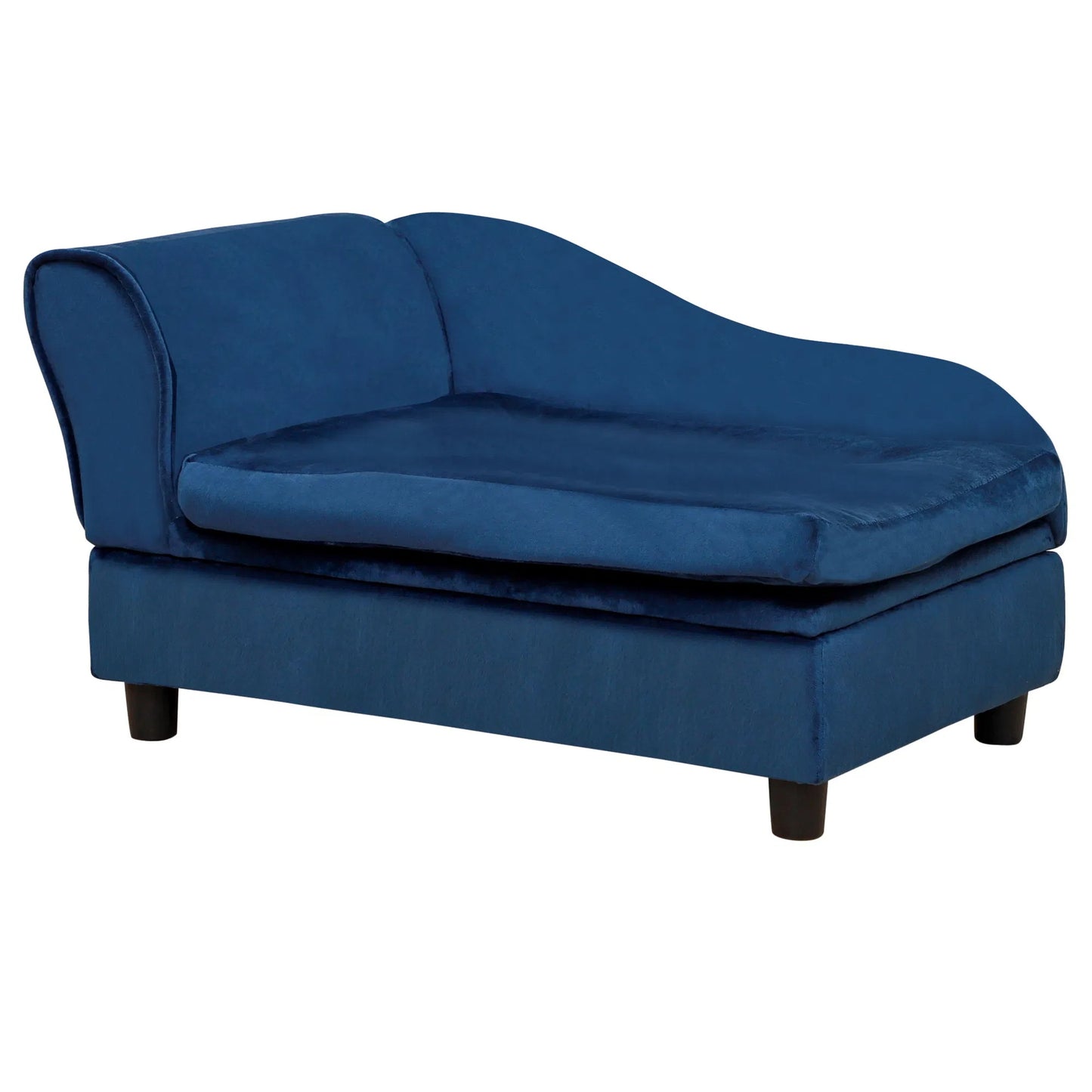 Pet Sofa Bed With Storage, Cushy Couch For Cats And Small Dogs, Soft Foam Couch, Modern Pet Furniture, Blue