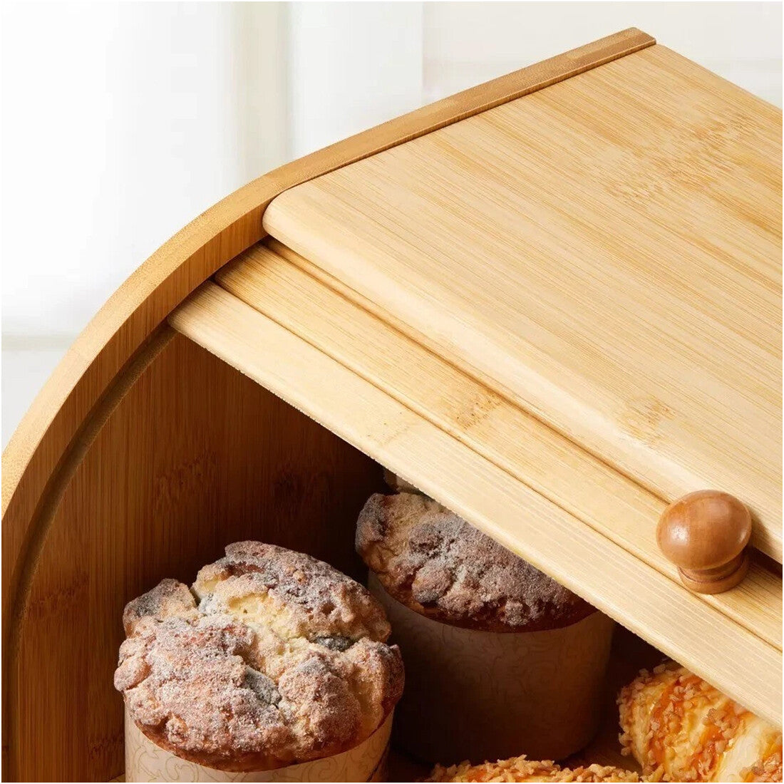 Bread Bin 2 Tiers Double Layer Box Slide Roll Top Food Storage Rack Home Kitchen