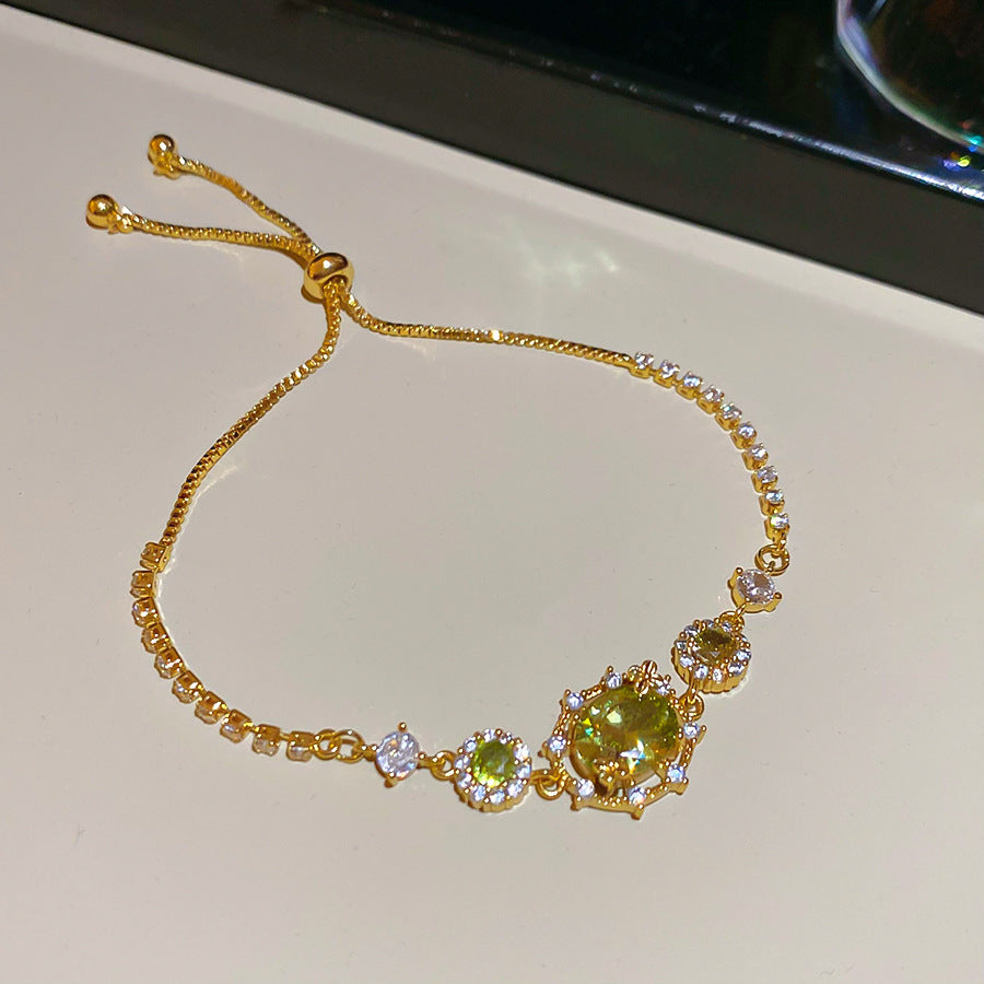 18K Real Gold Plated Cubic Zirconia Geometric Bracelet Circle Square Floral Bangle Luxury Premium Retro Fashion Accessory