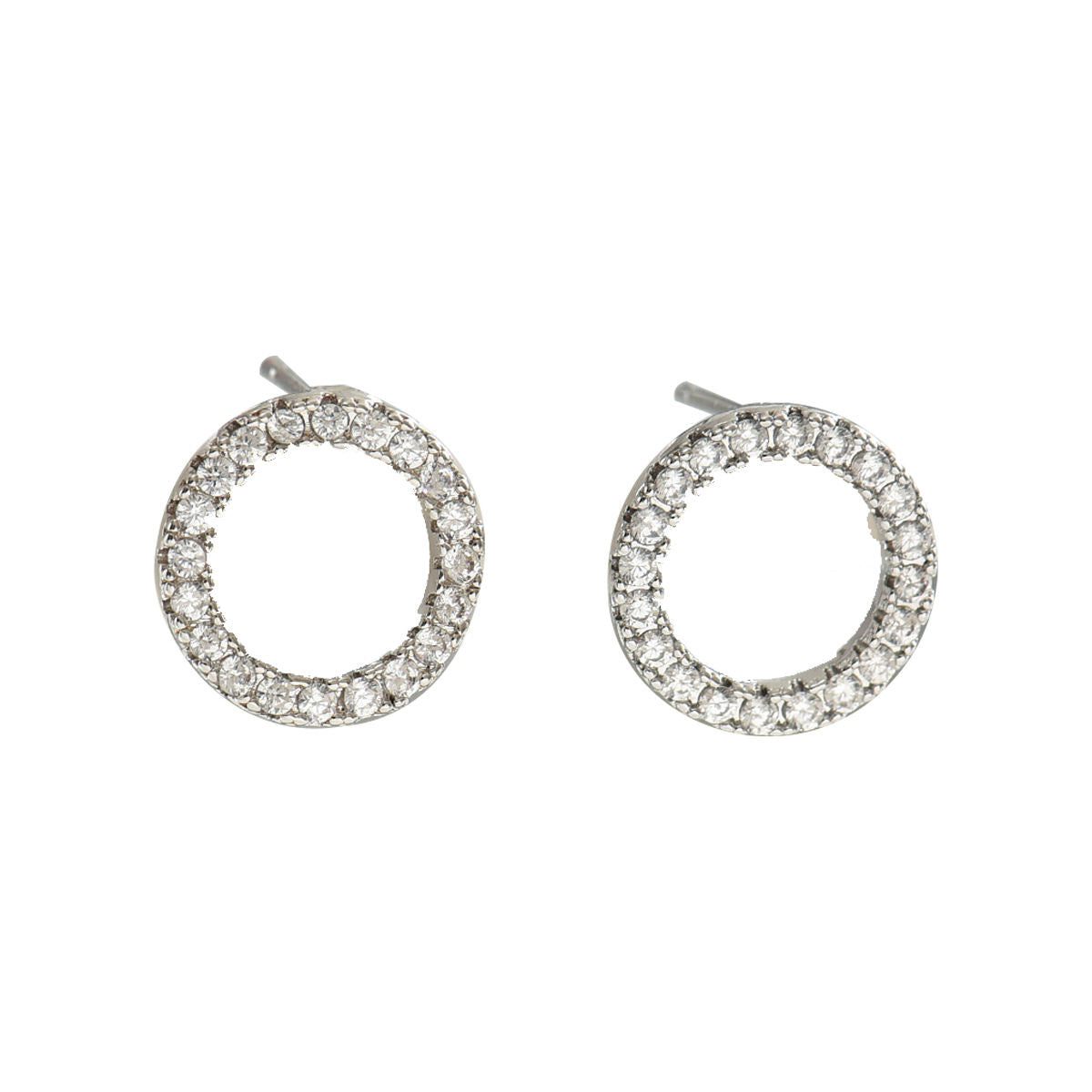Sweet Korean Style Women Geometric Stud Earrings, Niche Premium Texture Design Inlaid Cubic Zirconia, Versatile Daily Ear Jewelry