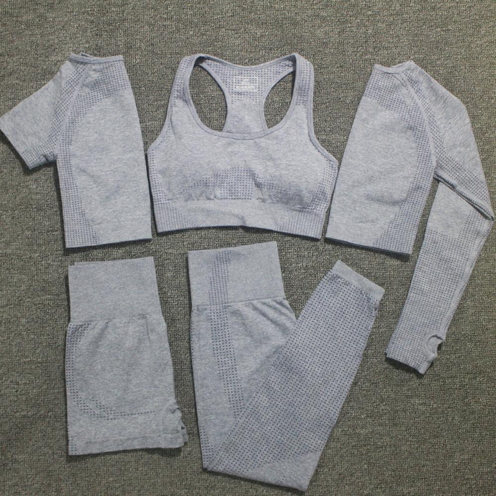 Small Dots Jacquard Seamless Ninth Pants Fitness Body Shaping Pants Five-piece Set