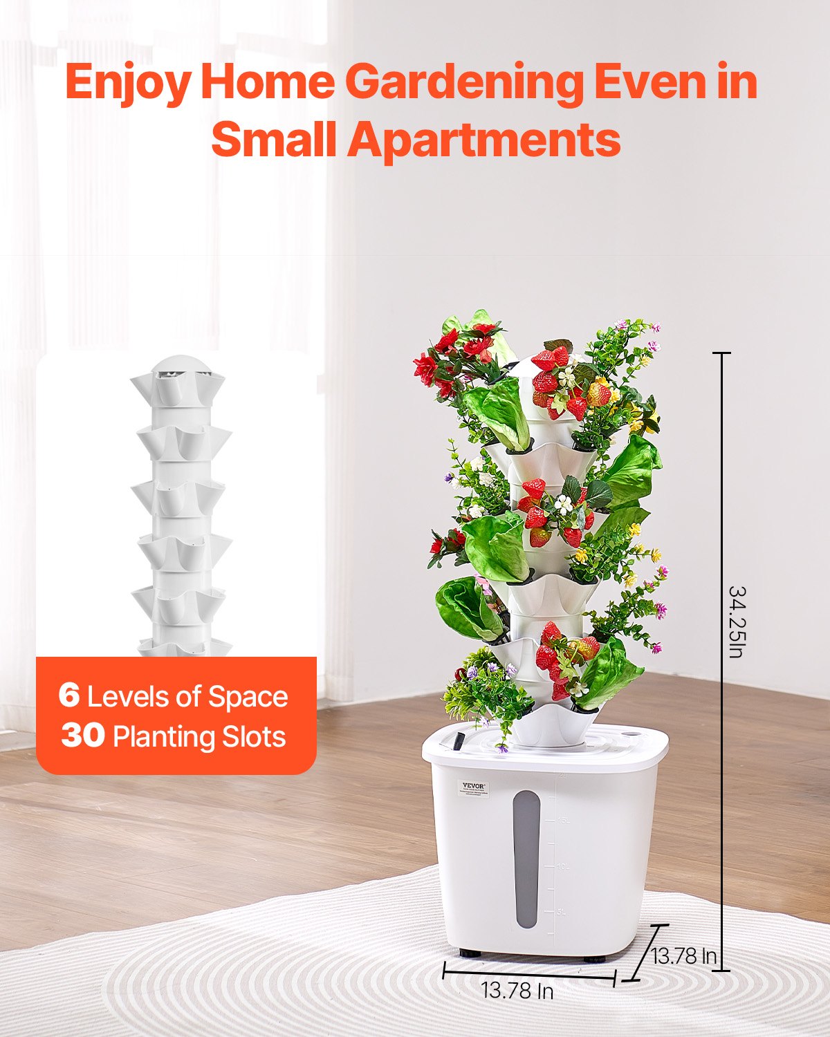 Hydroponic Growing System 30 Pods Indoor Smart Hydroponic Tower Garden With Pump