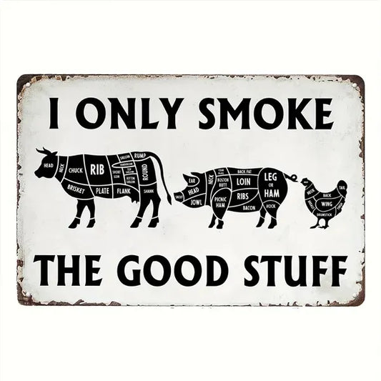 CIFbuy Vintage BBQ Can Sign I Only Eat Good Food Aluminum Metal Wall Decor For Kitchen Patio Beef Store Bacon Brand 8x12 Inches (TikTok, Temu Pick-up Service)