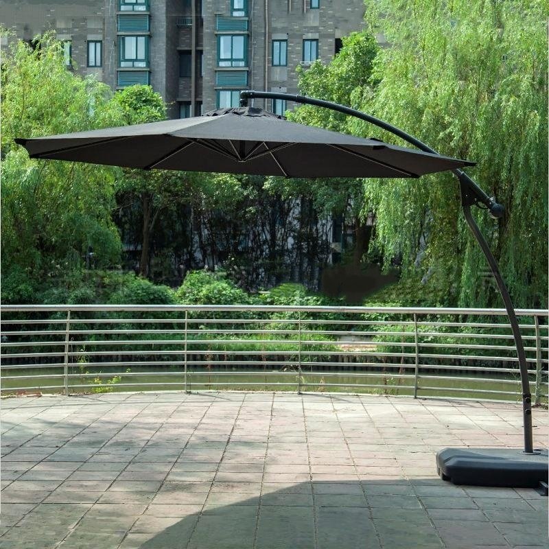 Hand Pushed Curved Tube Parasol For Night Market Stalls European Style Outdoor Patio Sunshade