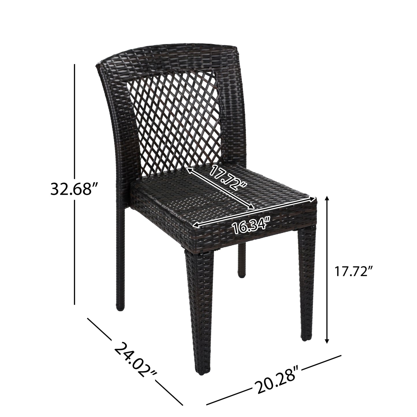 Outdoor Dining Chairs Set Of 4, Stackable Chairs With UV-Resistant PE Rattan And Steel Frame, For Patio, Garden, Balcony, Supports 400lbs
