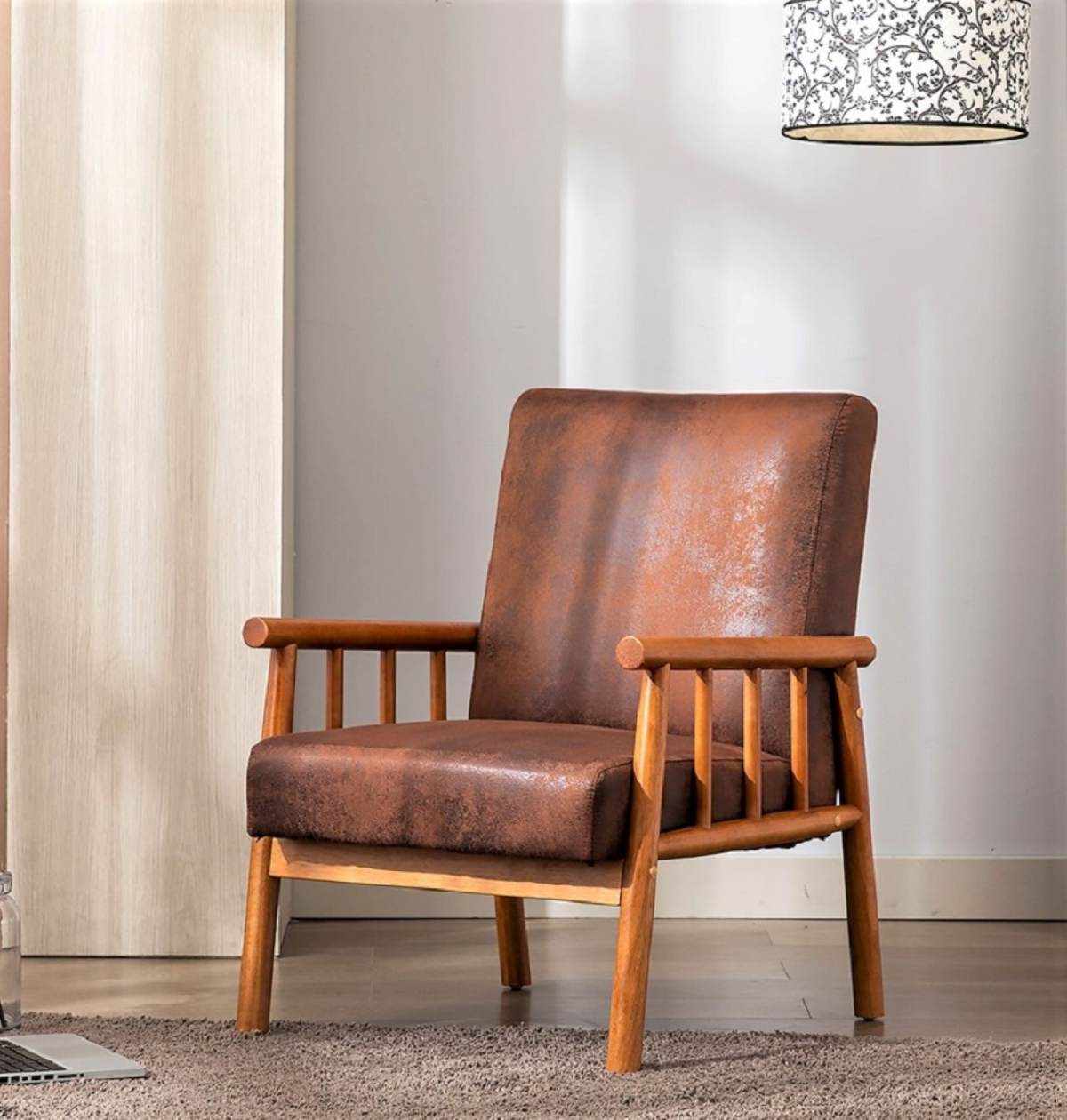 25     Wide Classic Mid-Century Modern Arm Chair, Brown