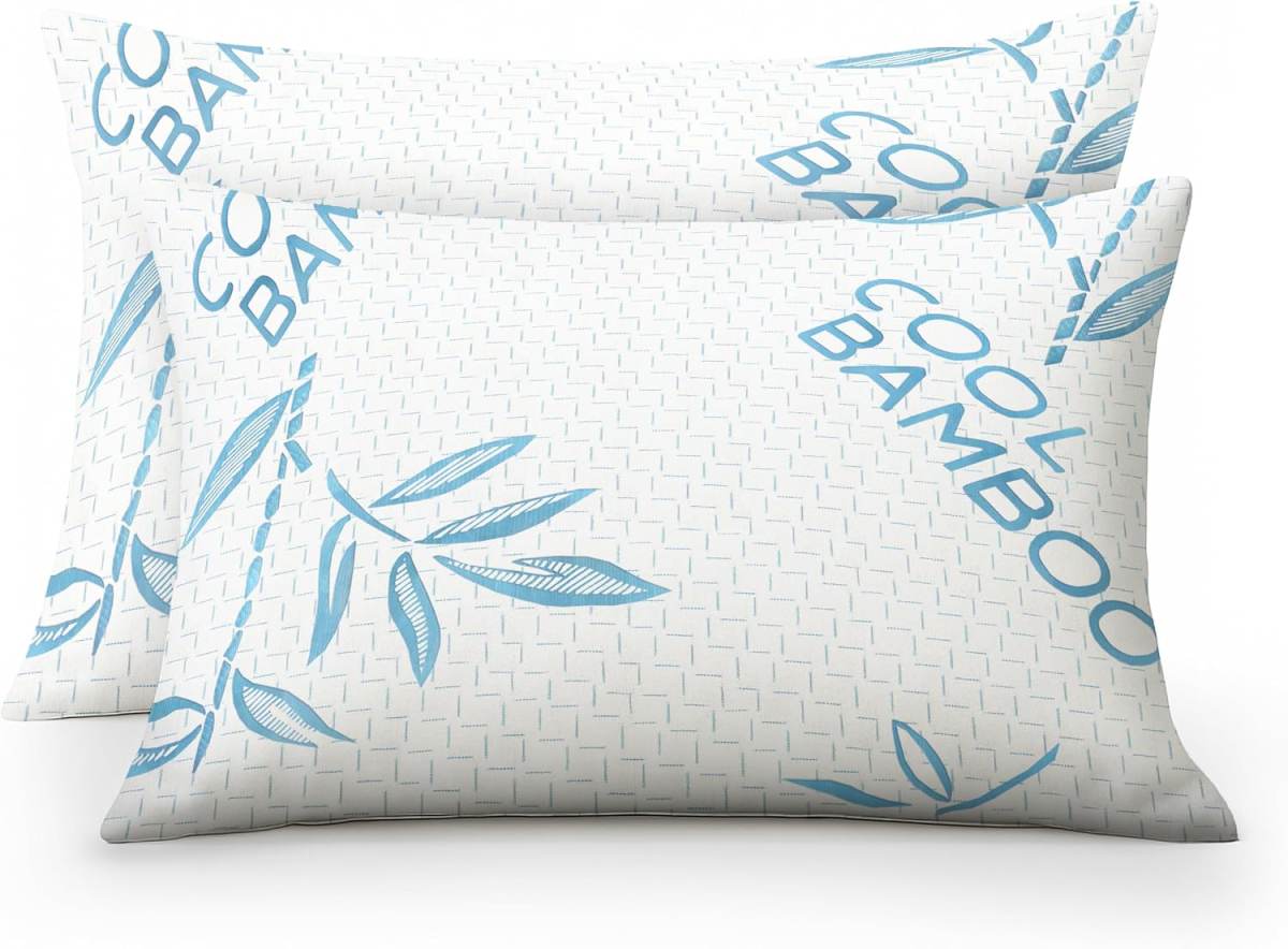 King Size Rayon Derived From Bamboo Pillow, Cooling Shredded Memory Foam Bed Pillows Sets For Back, Stomach, Side Sleepers, Adjustable Soft Firm, Washable Cover, Pack Of 2 & Pack Of 4 Available