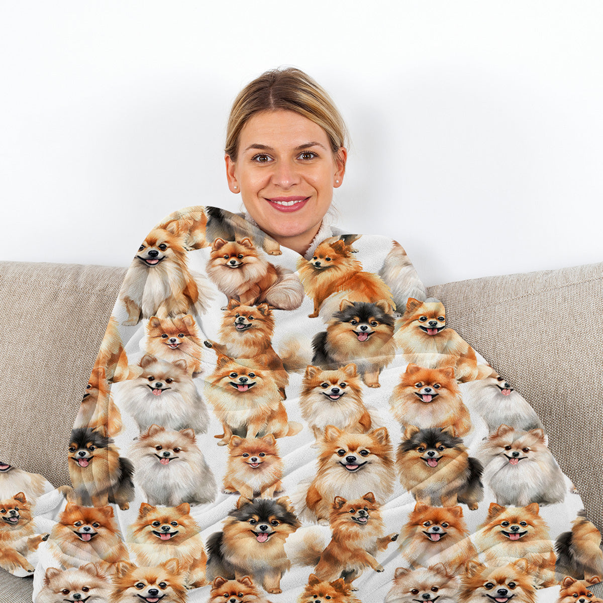 Pomeranian Dog Throw Blanket,Pomeranian Gifts For Dog Lovers,Flannel Blanket For Dog Mom Dad,Soft Blankets For Sofa Bed