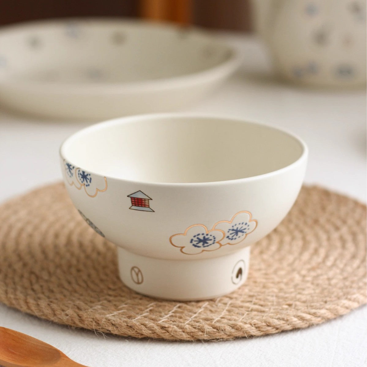 Japanese-style Matching Ceramic Dinnerware And Tea Set