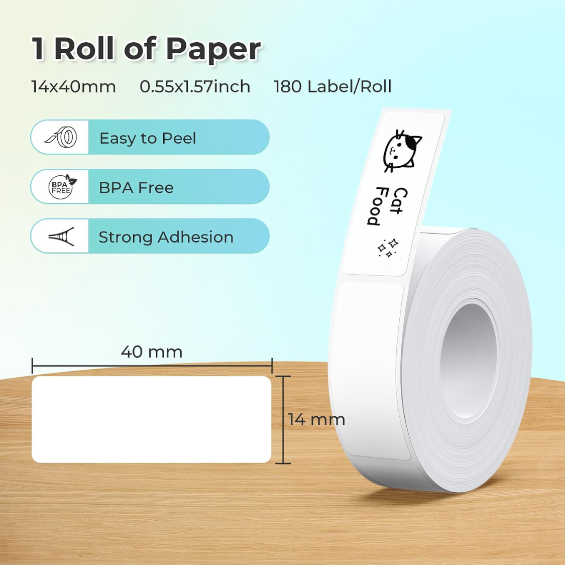 Genuine Label Maker Tape Standard Laminated Thermal Label Tape Replacement, For Home Office Labels Roll White