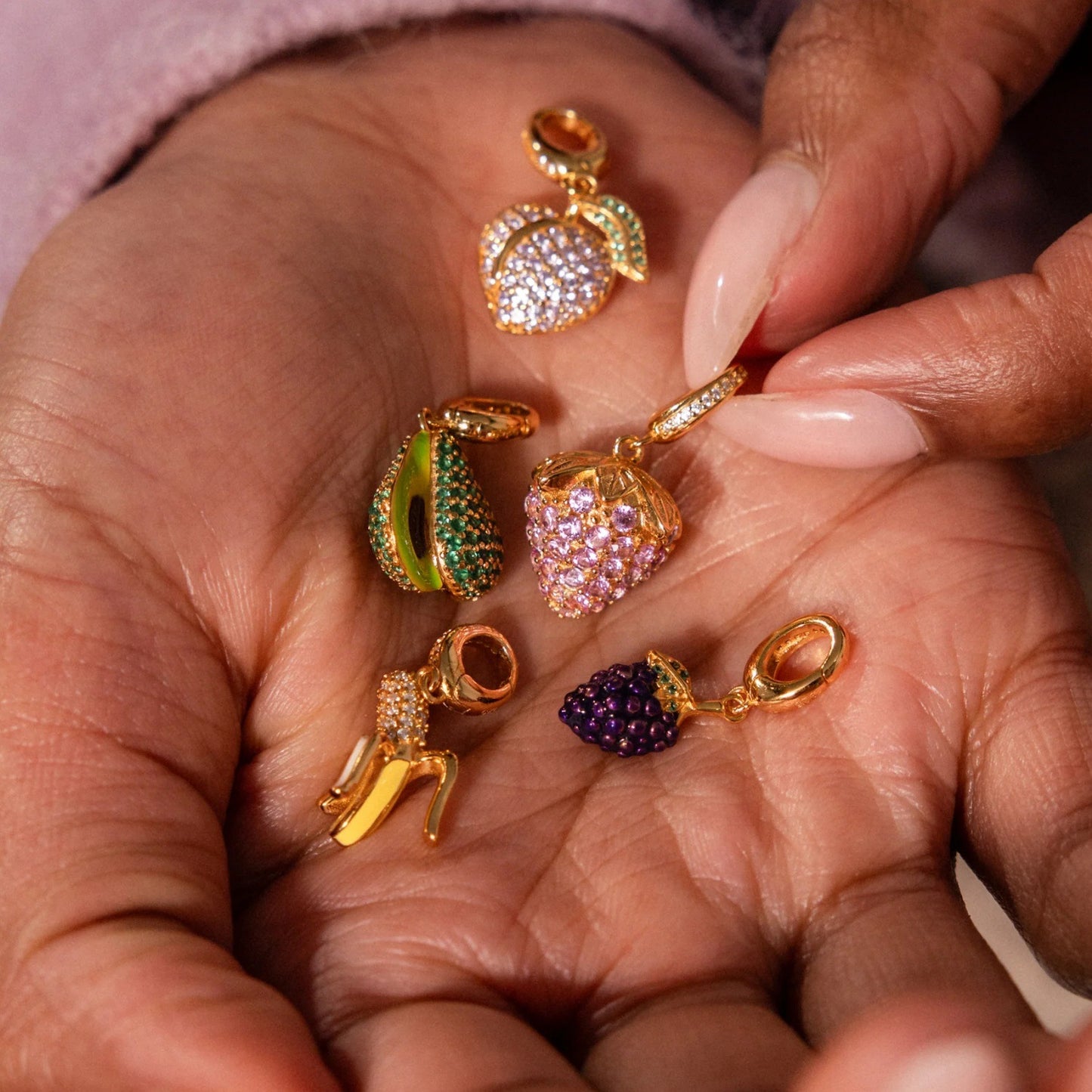 Fruit-themed Fully Diamond-encrusted Pendant Accessories
