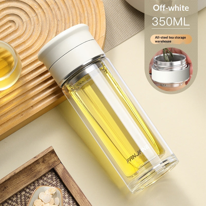 Chinese Character Simplificationcomplication Tea-water Separation Glass Cup Double-layer Teacup Pass