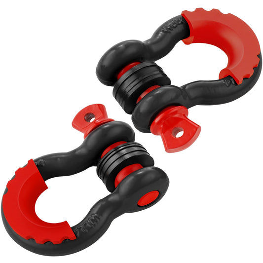 3/4" D-Ring Shackle, 2 Pack Alloy Steel Shackles 62832 Lbs (28.5 Ton) Break Strength With 7/8" Screw Pin, Isolators & Washers, Heavy Duty Off Road Vehicle Recovery Shackle For Jeep Truck, Black