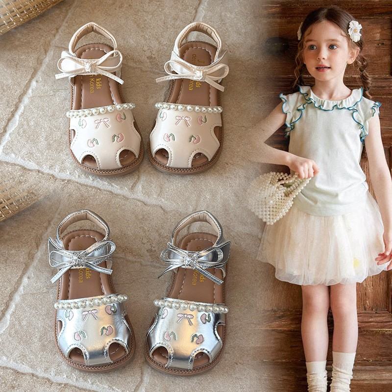 2026 Summer New Baby Girls Sandals, Closed-Toe Breathable Princess Shoes, Korean Fashion Little Kids Sandals