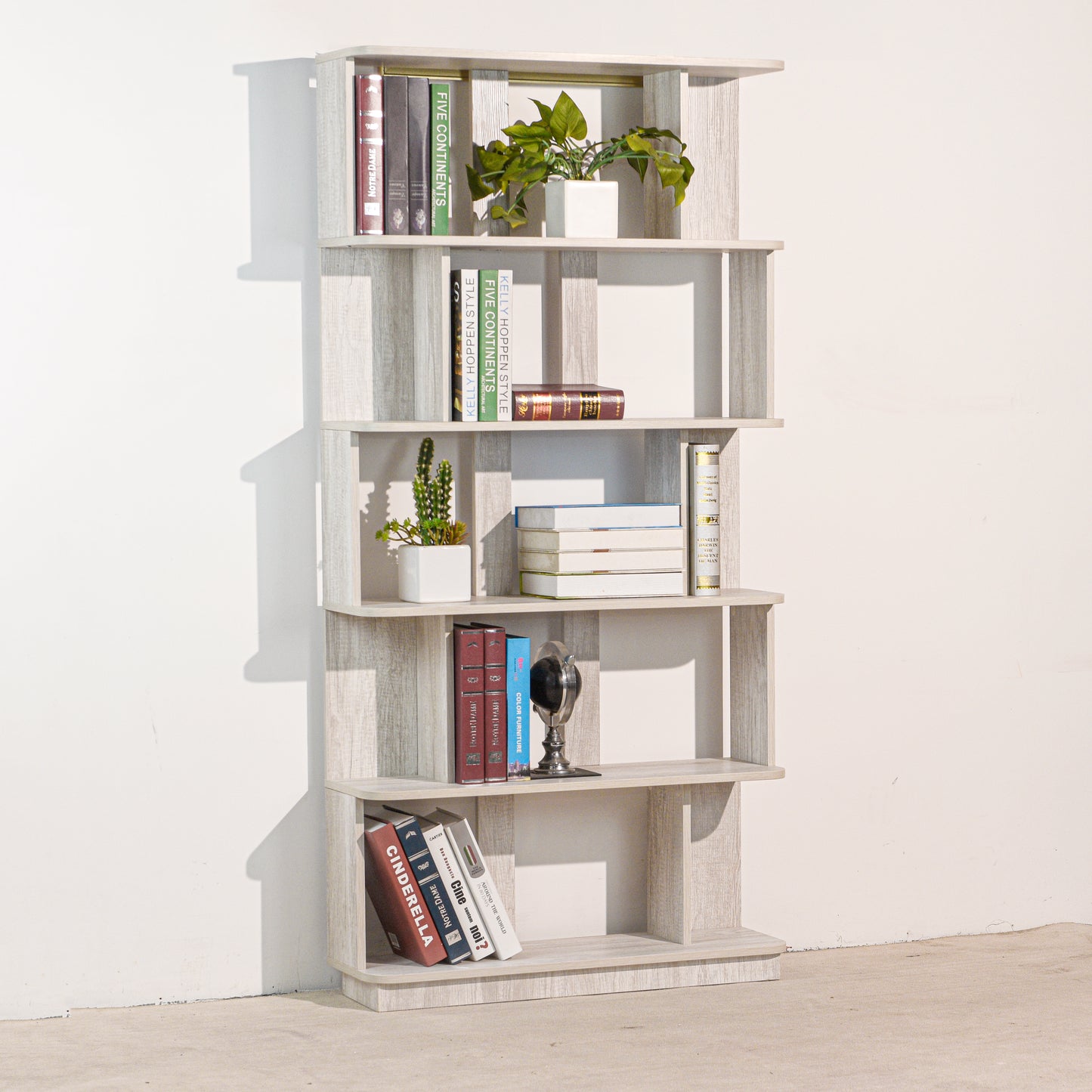 31.5 L X 64.56H Free Combination Bookshelf Modern 5-Tier Open Storage Bookcase MDF Wood Display Shelving For Living Room Home Office Bedroom Decor Organizer, Media Storage Shelves
