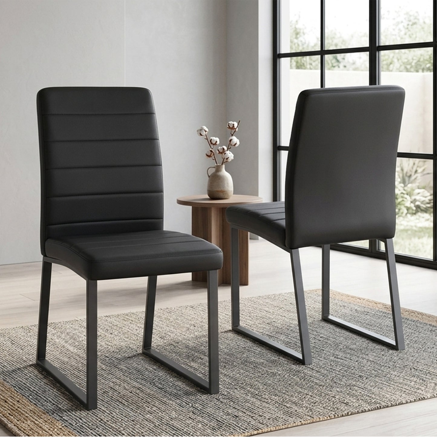 2-Pack - Premium PU Office Dining Chairs With High-density Foam, Sturdy Iron Legs  Spray Paint , Multiple Colors. Easy Assembly