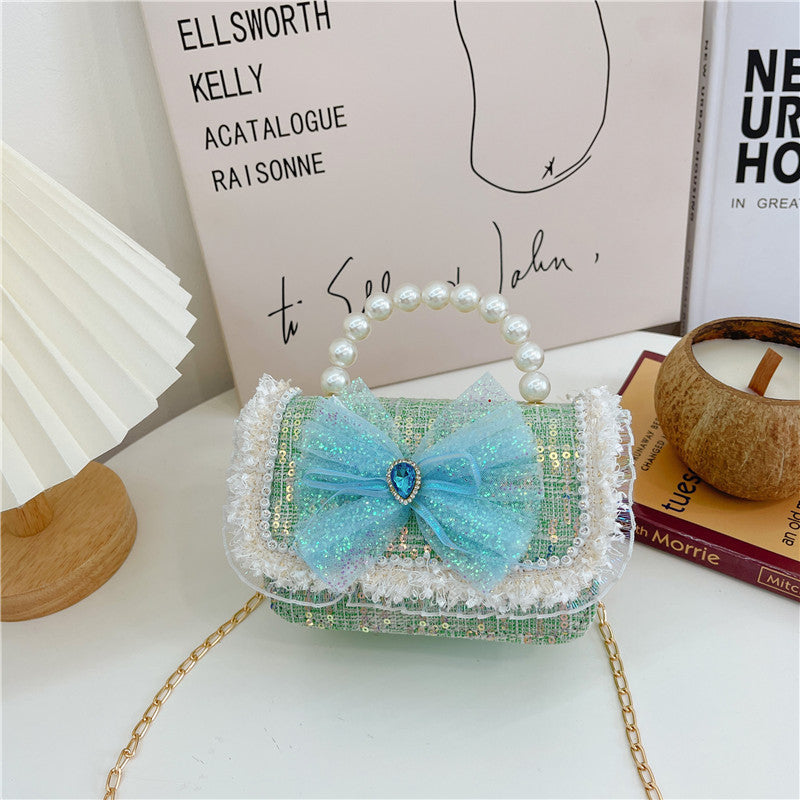 Childrens Bag Summer Fashion Crossbody Bag, Girls Pearl-handled Tote