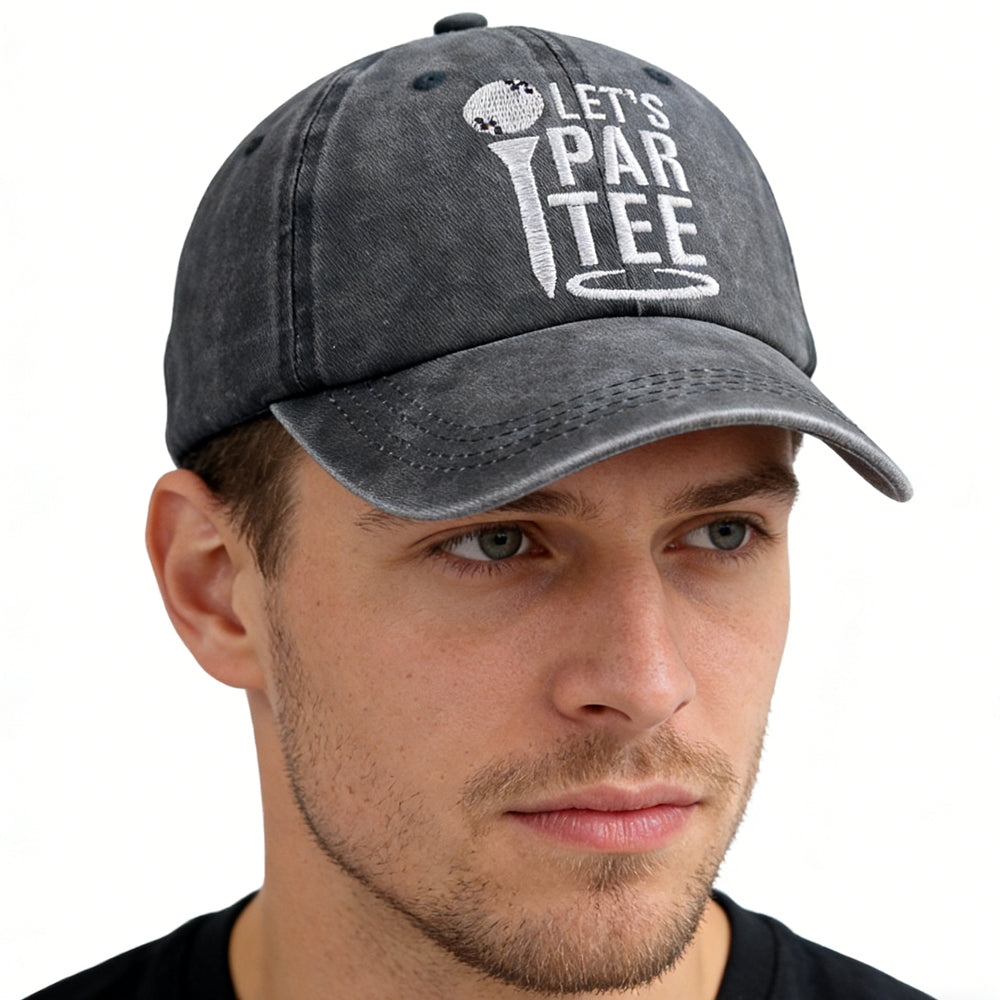 2pcs Golf Gifts Hats Par Tee Hats For Men Women, Adjustable Embroidered Wash Cotton Baseball Cap