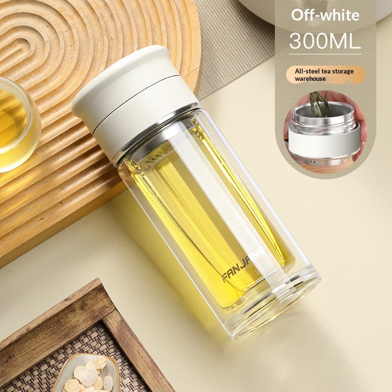 Chinese Character Simplificationcomplication Tea-water Separation Glass Cup Double-layer Teacup Pass
