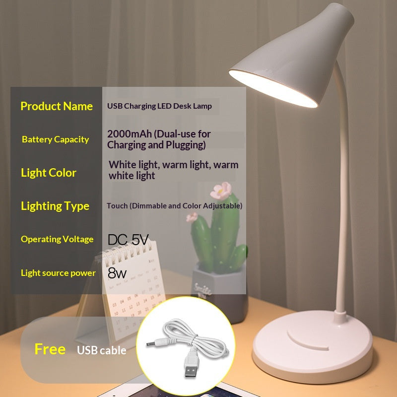 LED Eye-Care Three-Mode Dimmable USB-Charging Desk Lamp