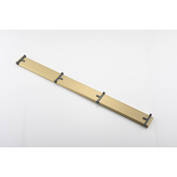 24 Inch Linear Shower Drain With 2-in-1 Flat & Tile Insert Removable Cover, 304 Stainless Steel With Hair Strainer And Leveling Feet, Brushed Gold