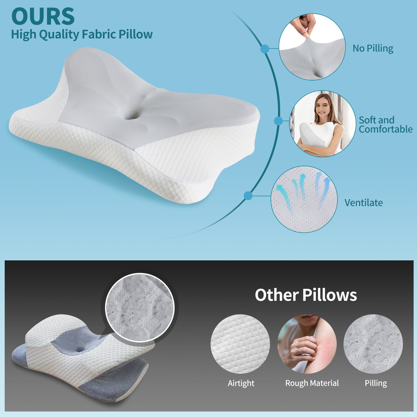 2 Pack Memory Foam Pillow, A Cooling Type Sleep Pillow Designed To Provide Neck Support When Lying On One's Side