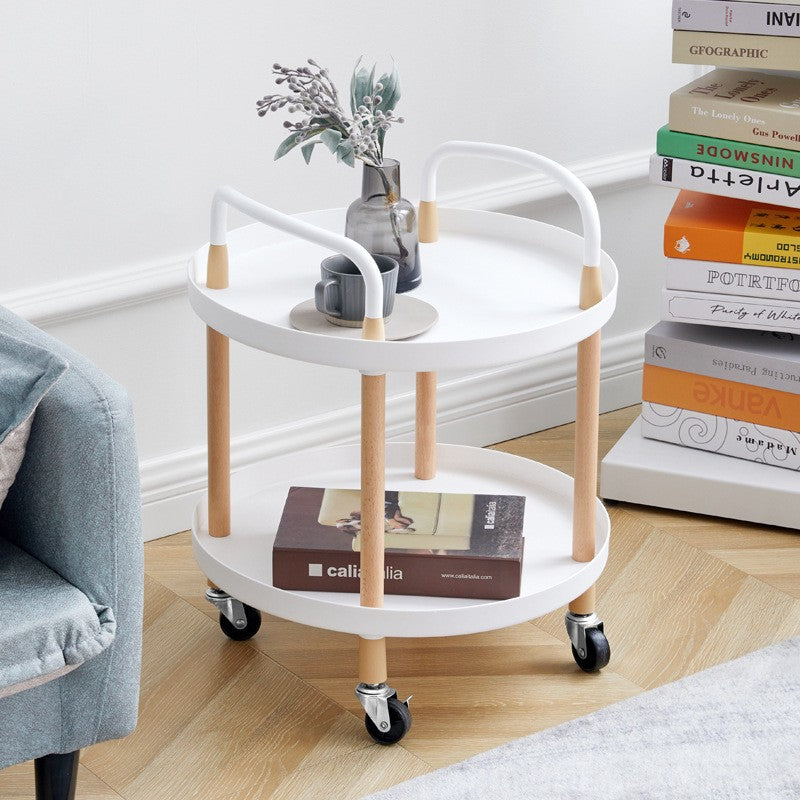 2-Tier Portable Trolley Lounge Dining Kitchen Bedside Balcony Castors Cart White