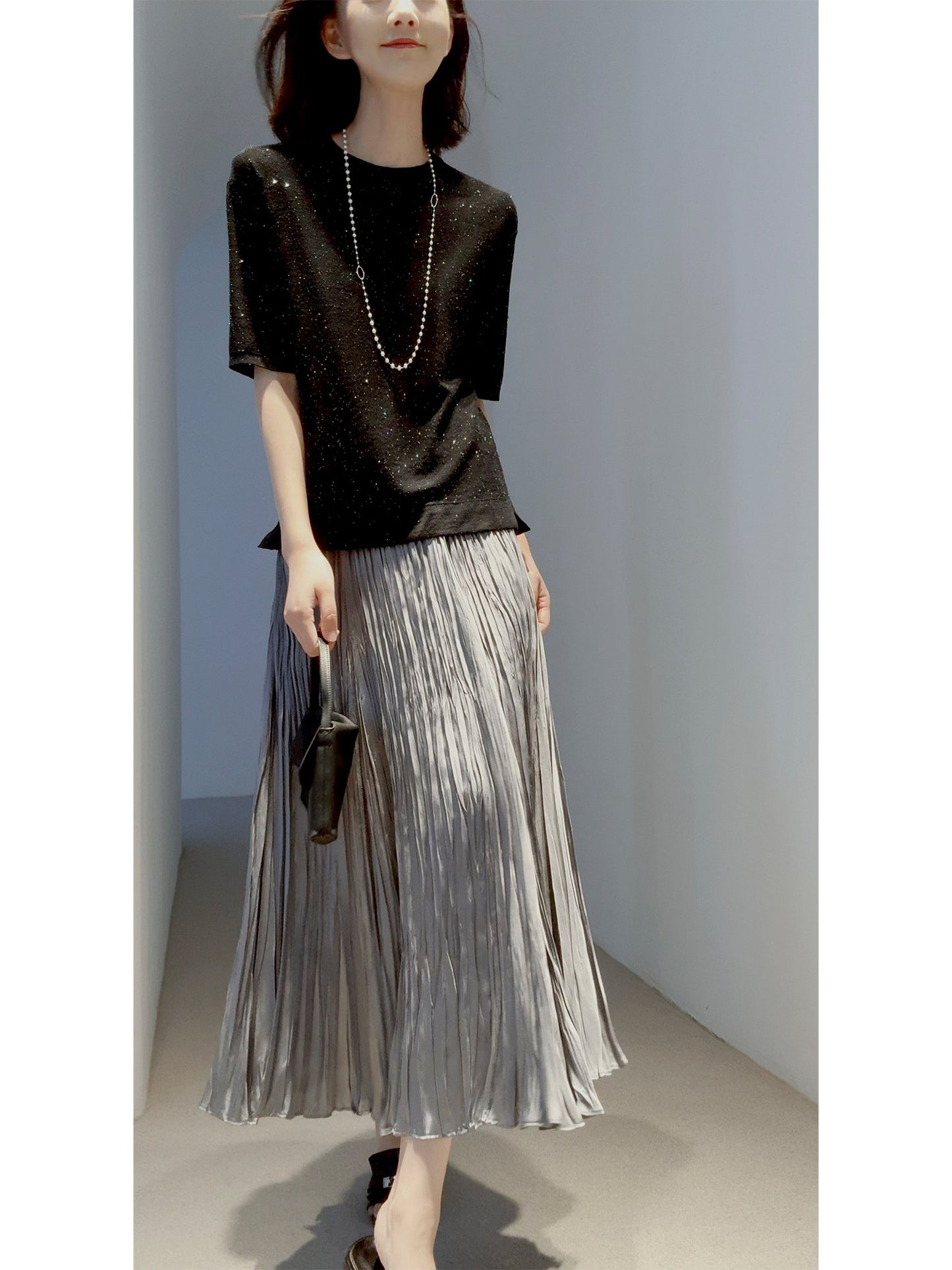 Quiet-luxury Fashion Pullover With Linen And Three-dimensional Colored Beads