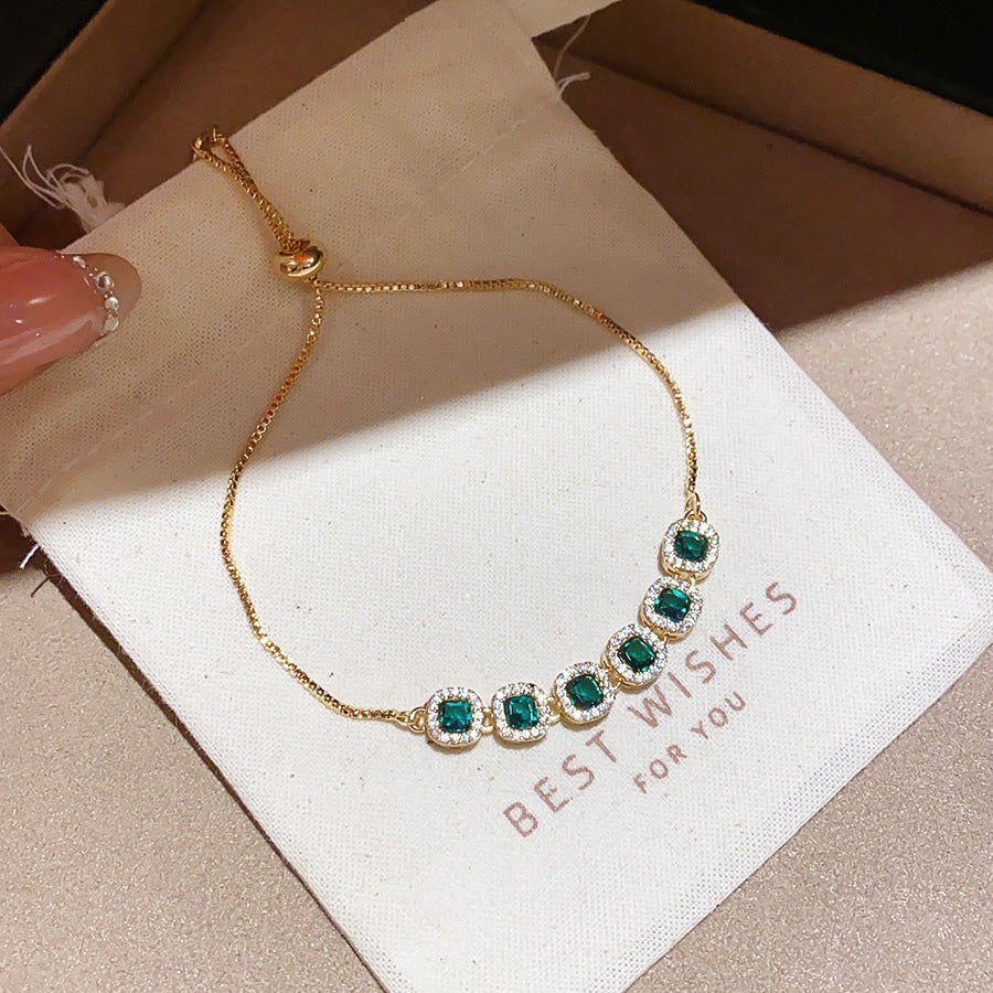 Ice Blue Zirconia Bangle K-fashion Polished Finish Bracelet Smooth Comfortable Jewelry