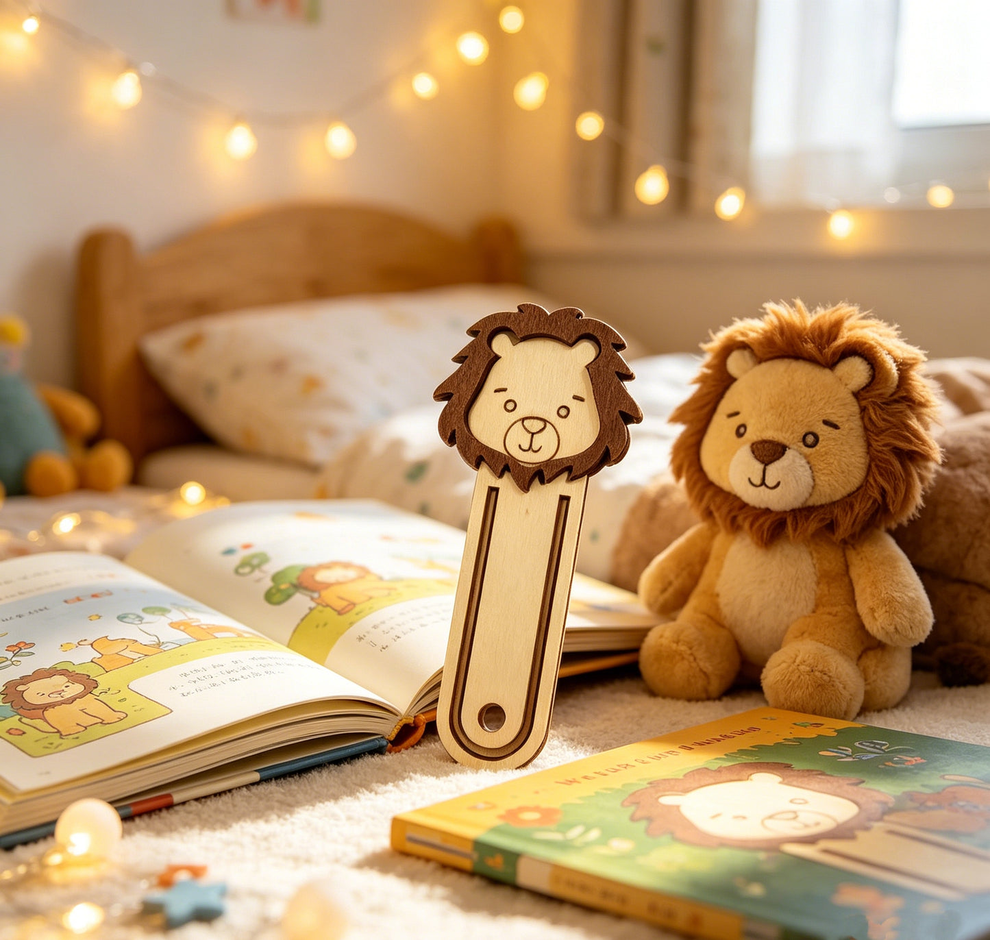 Retro Log Animal Bookmark Fox Bear Lion Three-dimensional Wooden Clip Student Reading Stationery Holiday Gift