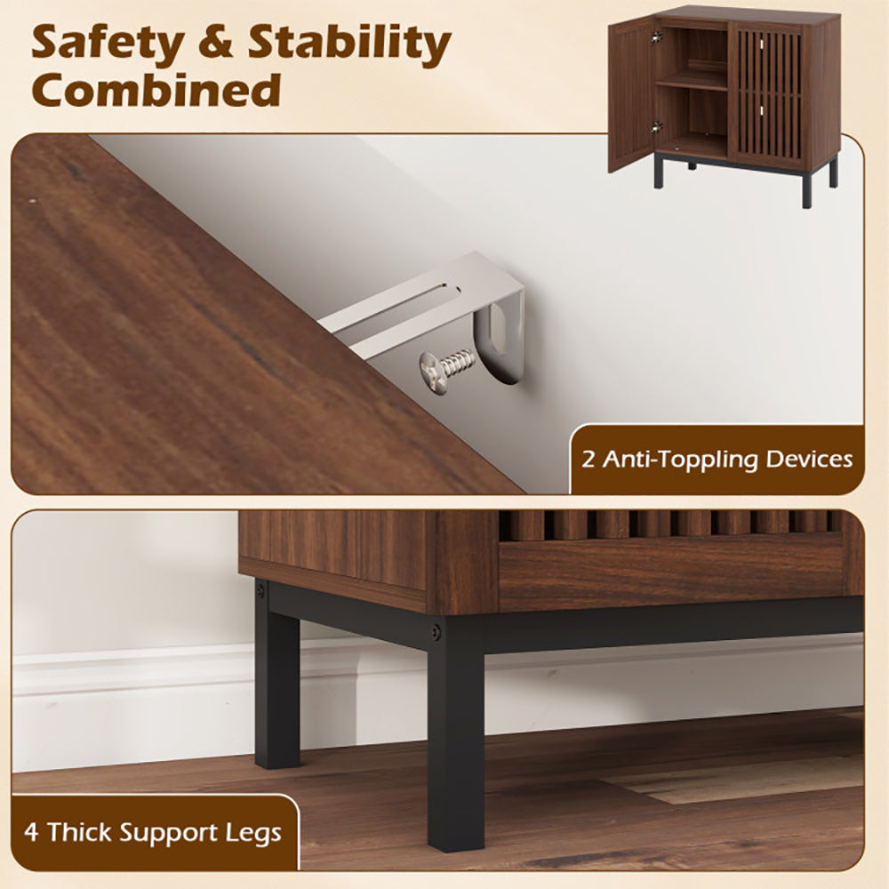 Buffet Cabinet With Storage 32 Inch Wooden Sideboard Coffee Bar Station With Adjustable Shelf Anti-toppling Devices