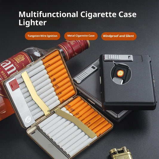 Classic Flip Charging Cigarette Case Lighter Integrated Windproof Cigarette Lighter