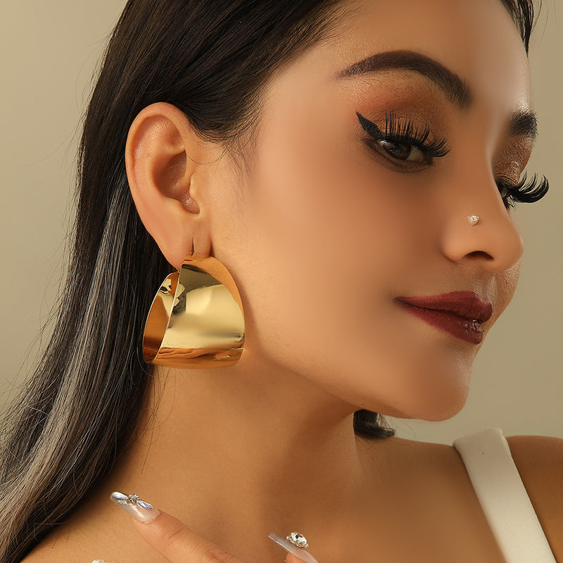 Geometric Circle Hoop Earrings For Women - Trendy Minimalist Dangle Earrings, Fashion Statement Jewelry