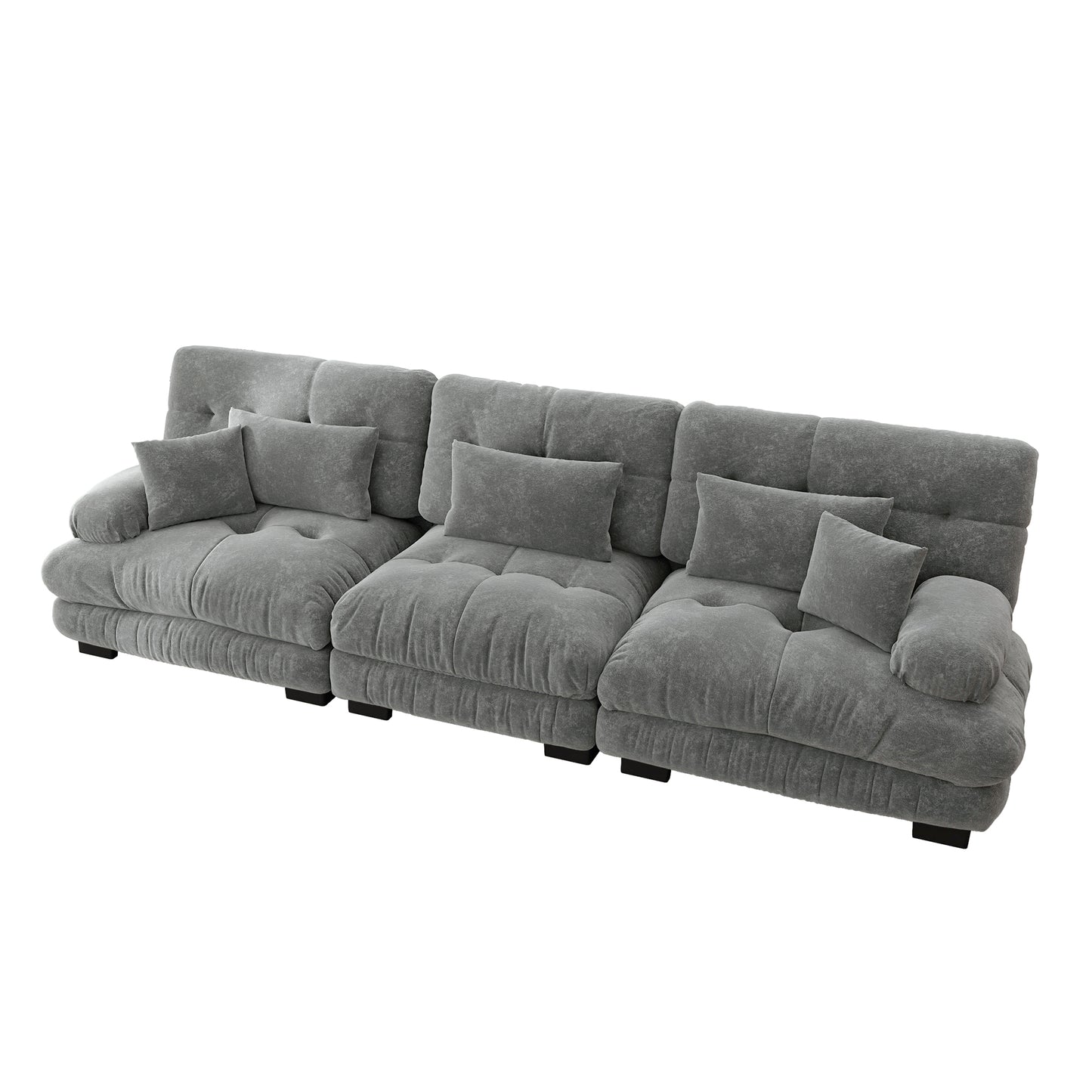 3 Seater Modular Corner Sofa With Deep Seat, Chenille Sofa Bed Comfortable Upholstered For Living Room, Apartment, Studio, Office, Chenille Grey