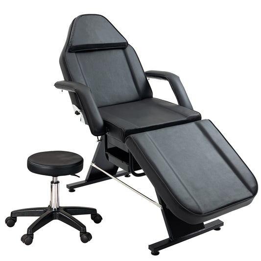 Massage Salon Tattoo Chair With Two Trays Esthetician Bed With Hydraulic Stool,Multi-Purpose 3-Section Facial Bed Table, Adjustable Beauty Barber Spa Beauty Equipment