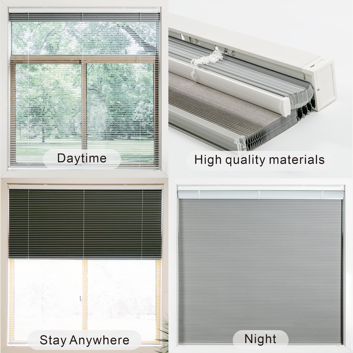 Double Layer Intelligent Electric Curtain System Equipped With 15 Channel Remote Control And Solar Charging Panel Sunshade Curtains Blinds Honeycomb Curtains