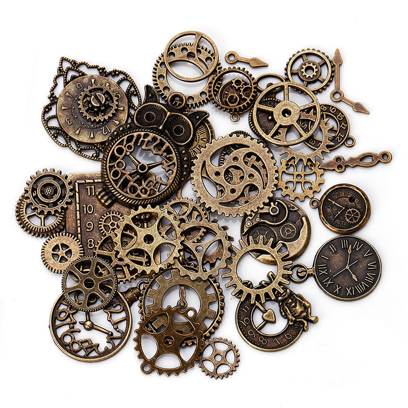 Retro Plated Metal Mixed-Style Punk Gear Clock Jewelry Accessories