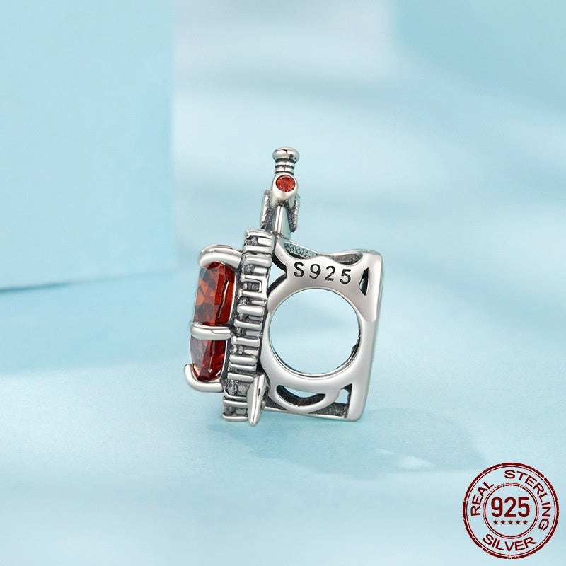 Love Heart Sword Diy Bead Accessories S925 Silver Red Love Beads