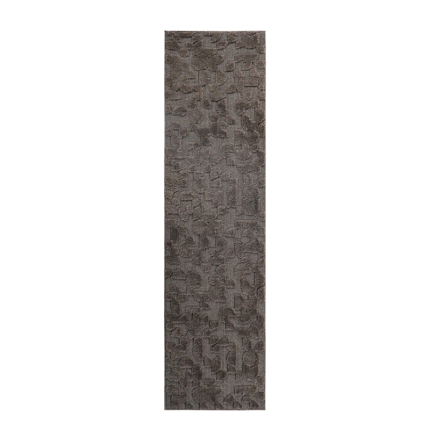 Step Collection High-Low Brown Indoor Runner Rug, 2'2''x8', Modern, Contemporary, Geometric, Bohemian, Bedroom, Kitchen, Living Room, Hallway, Non Shedding Carpet