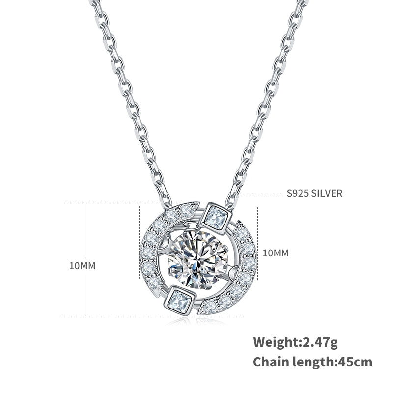 S925 Sterling Silver 0.5ct D Color VVS1 Moissanite Halo Necklace 45cm Platinum Plated Pave GRA Certified Gift Box